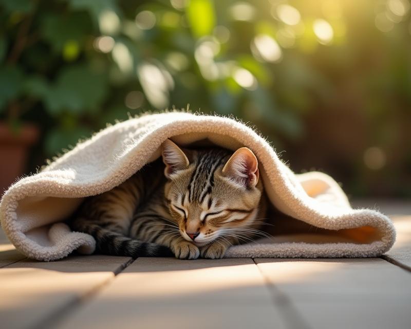 Cozy Cat Naps: Patio Blanket Bliss!