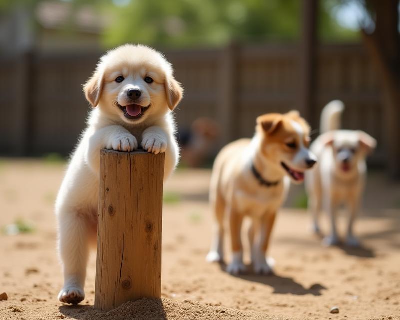 Dog Park Fun: Puppy's Unexpected Scratching Post!