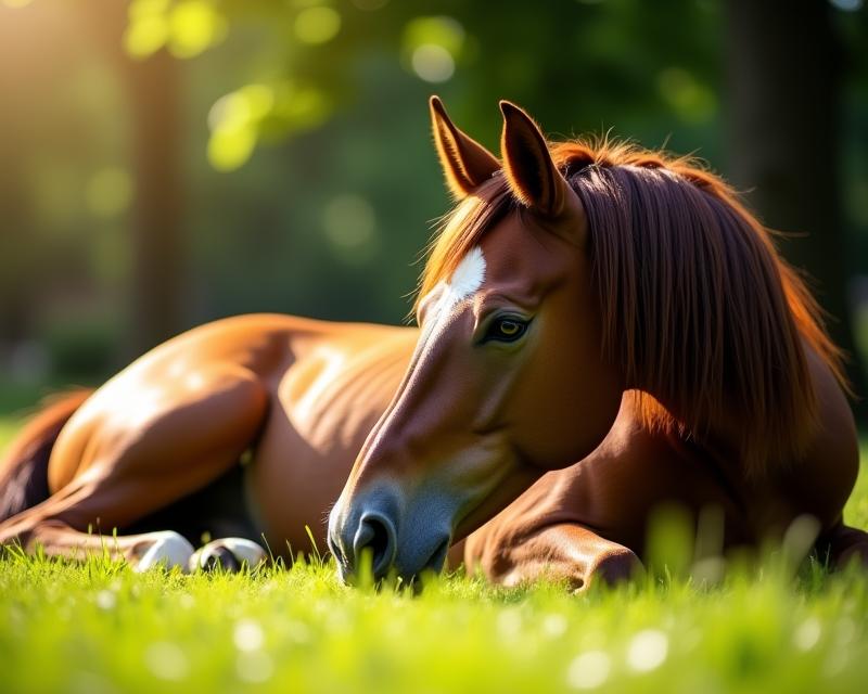 Sunny Slumber: Mare's Backyard Bliss